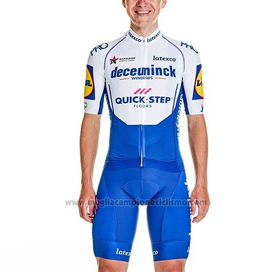 2020 Abbigliamento Ciclismo Deceuninck Quick Step Bianco Azul Manica Corta e Salopette